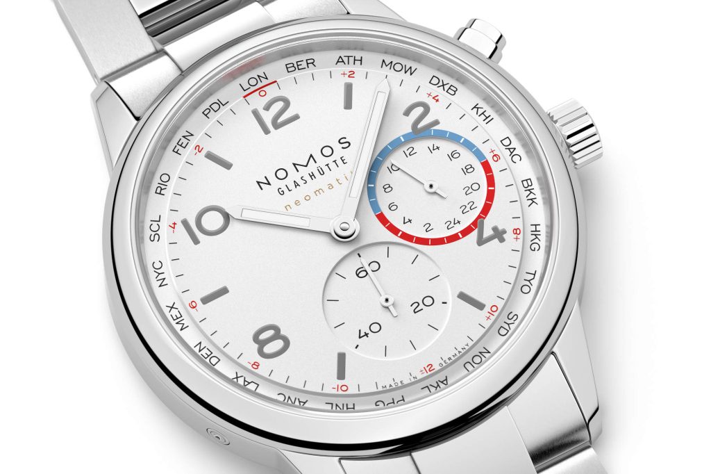 NOMOS Club Sport neomatik Worldtimer - classic white, quietly sharper