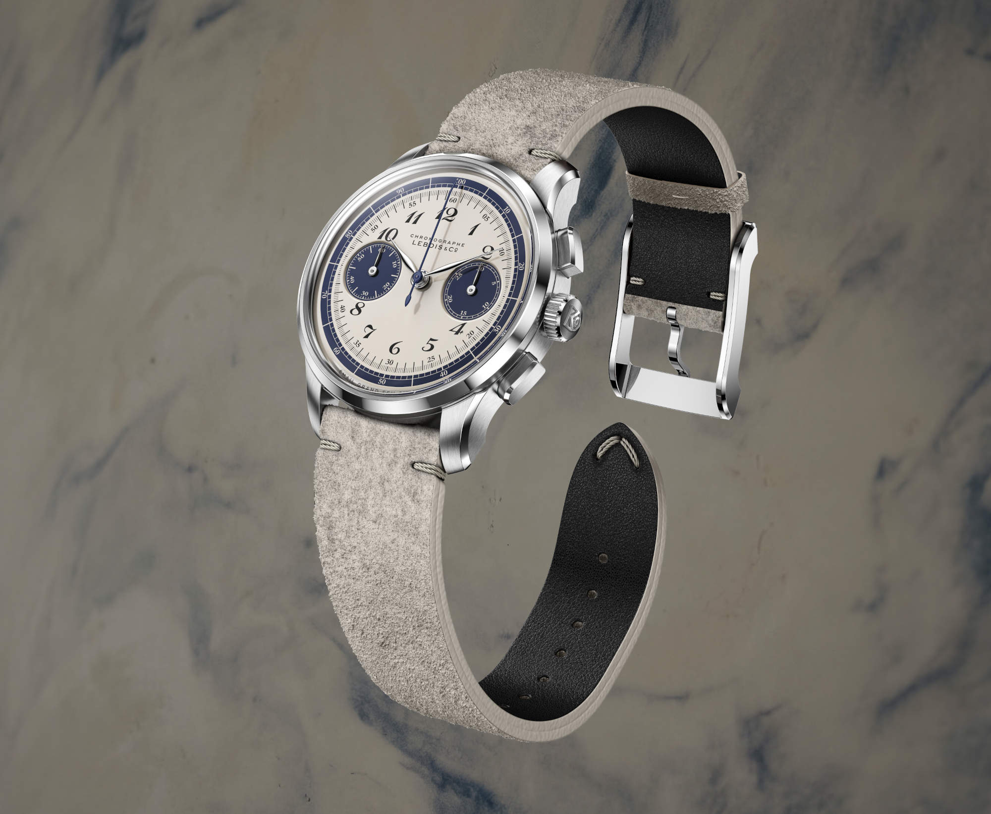 Quiet contrast - Lebois & Co Heritage Atelier Chronograph Bleu sur Blanc