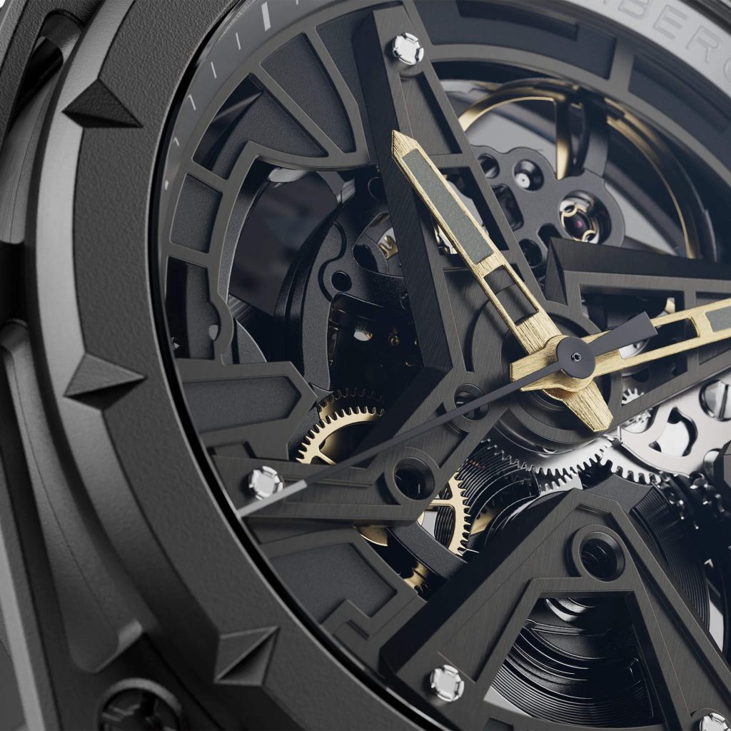 Bomberg Edge Tech - exposed engineering in a hexagon case