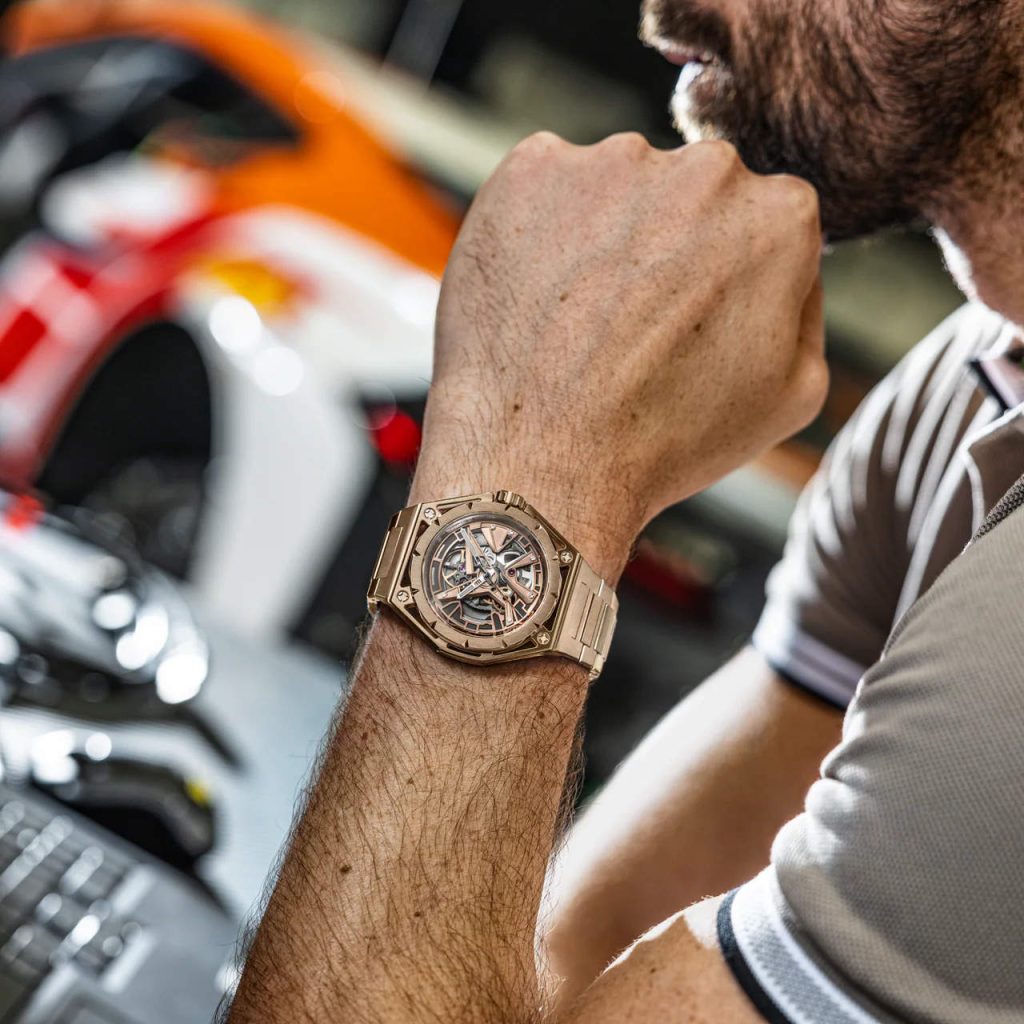 Bomberg Edge Tech - exposed engineering in a hexagon case
