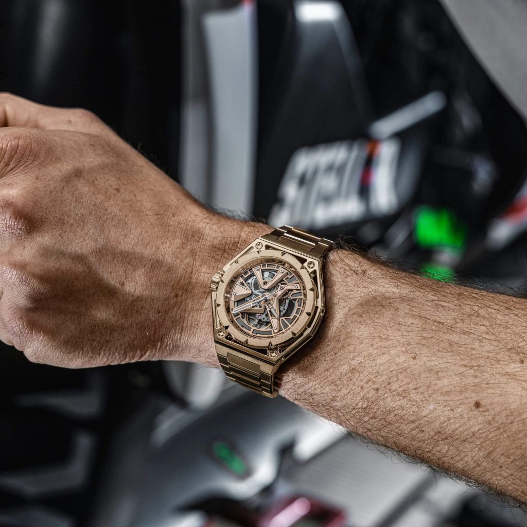 Bomberg Edge Tech - exposed engineering in a hexagon case