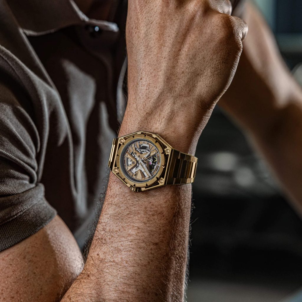 Bomberg Edge Tech - exposed engineering in a hexagon case