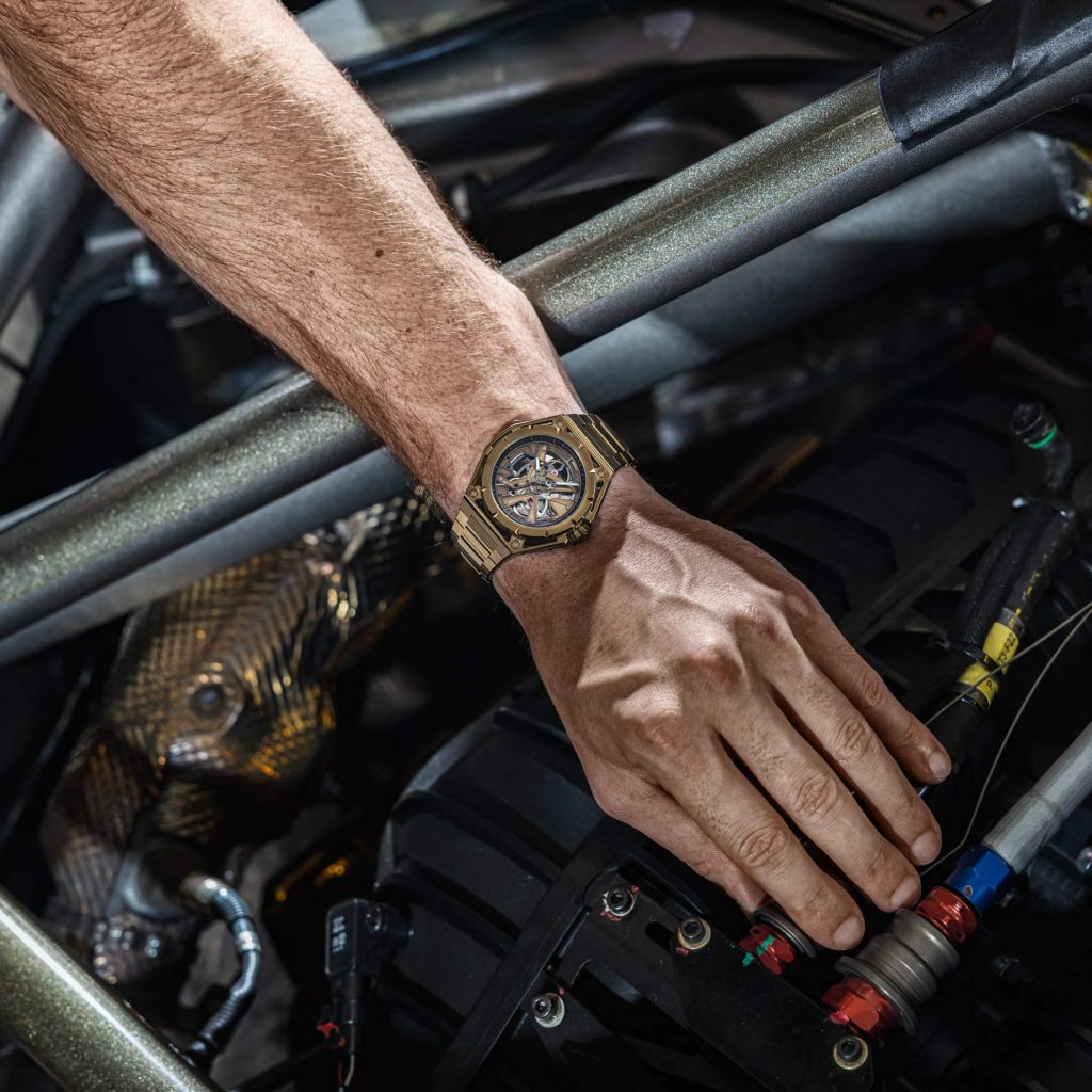 Bomberg Edge Tech - exposed engineering in a hexagon case