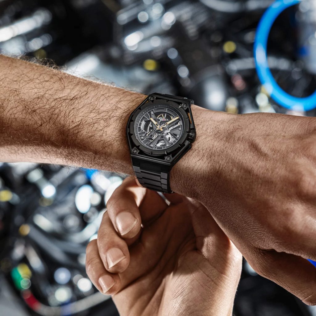Bomberg Edge Tech - exposed engineering in a hexagon case