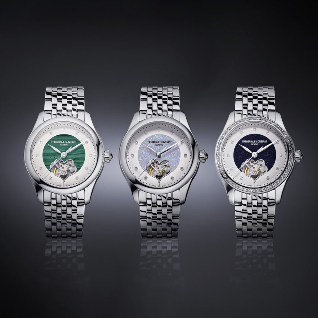 Frederique Constant Double Heart Beat in Aventurine, Opal and Malachite