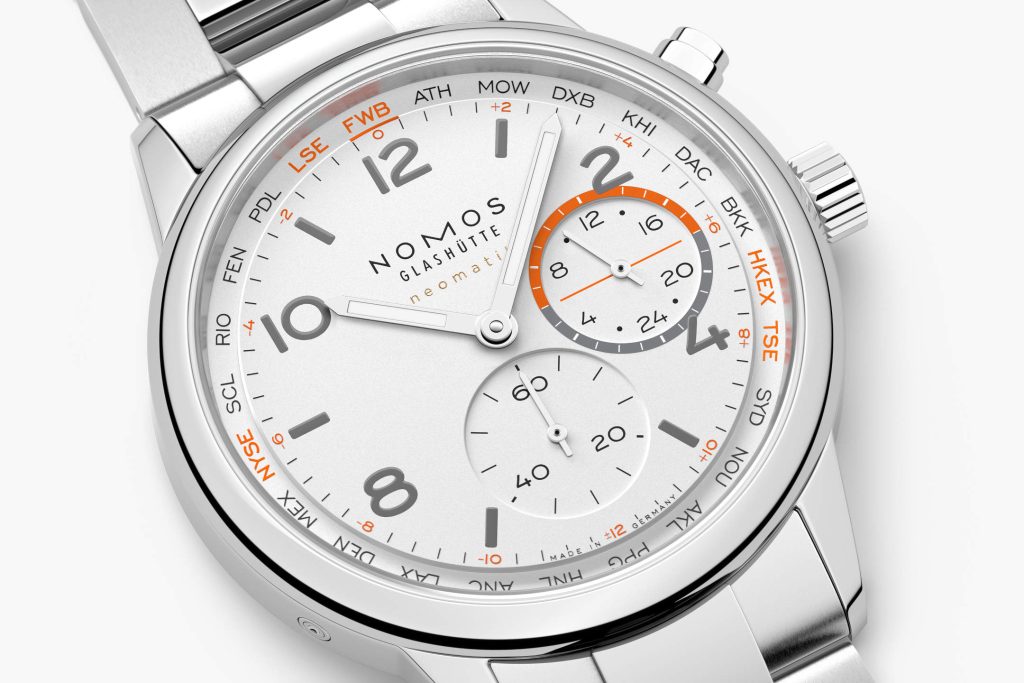 NOMOS Club Sport neomatik Worldtimer - Handelsblatt Edition for the trading day and the red-eye