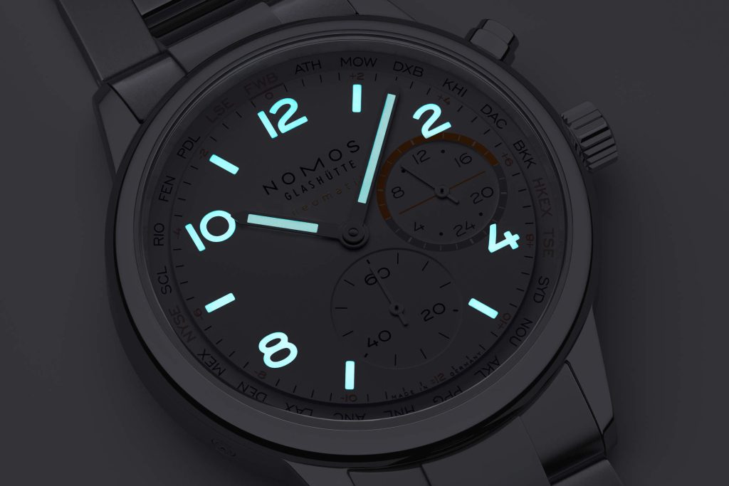 NOMOS Club Sport neomatik Worldtimer - Handelsblatt Edition for the trading day and the red-eye