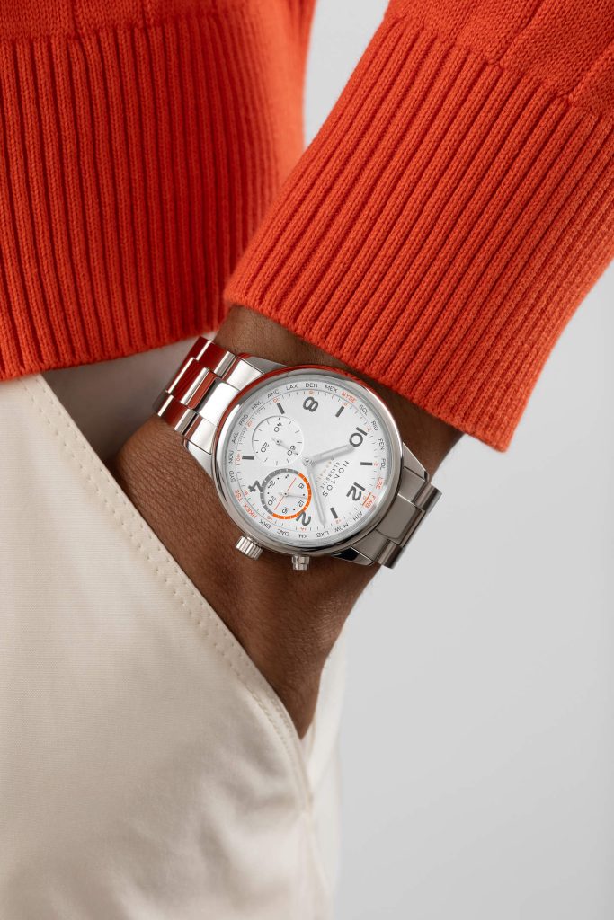 NOMOS Club Sport neomatik Worldtimer - Handelsblatt Edition for the trading day and the red-eye