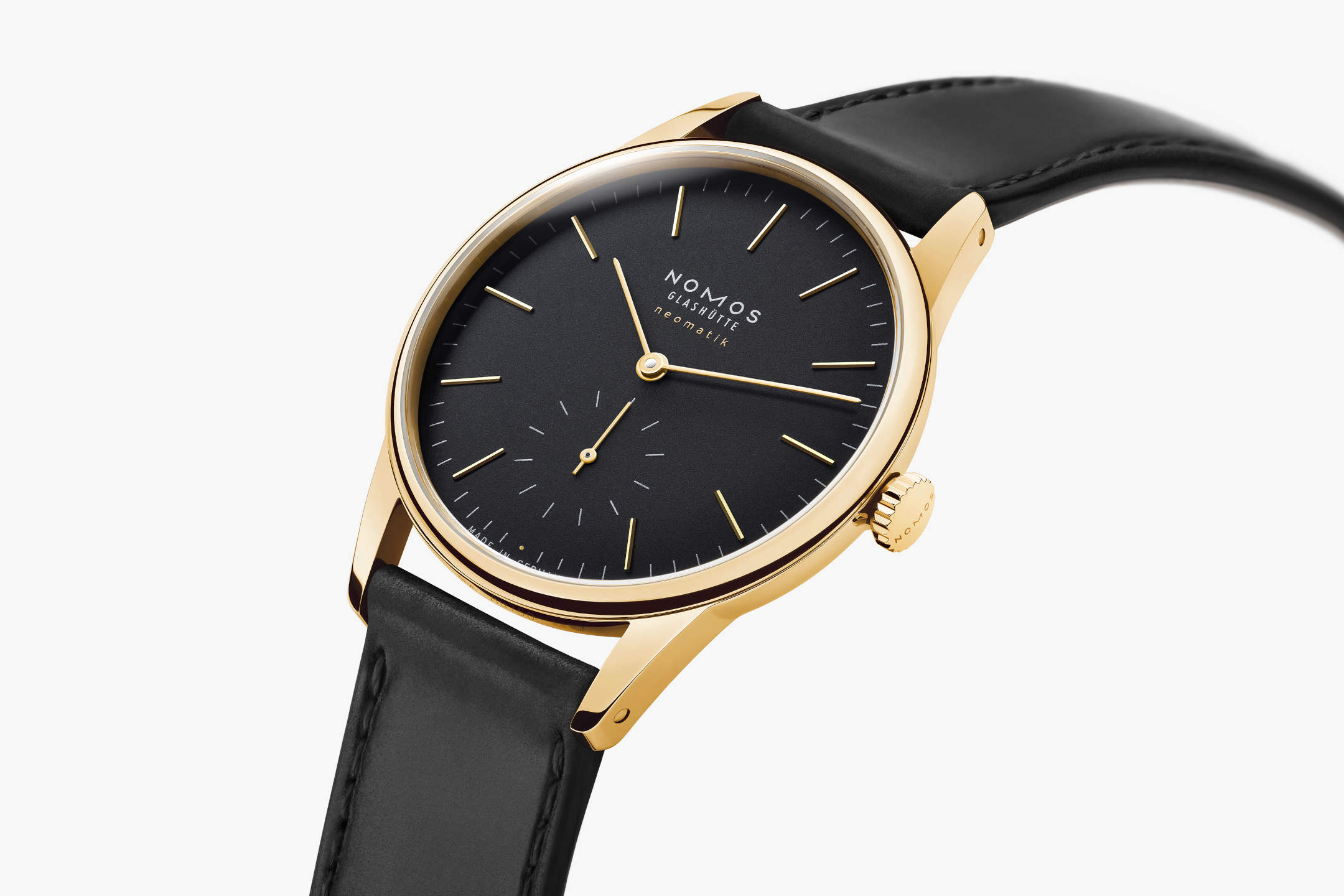 Orion gold neomatik new black – NOMOS refines the dress watch