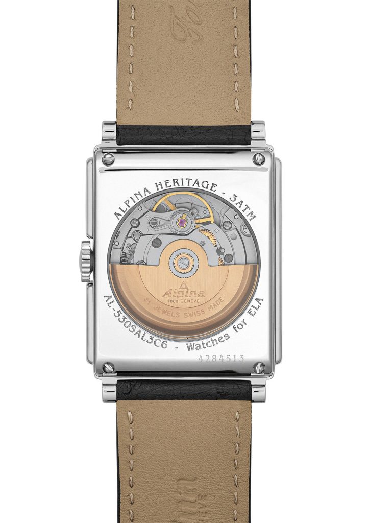 Alpina’s lone Art Deco square for ELA – the Heritage Alpiner Carrée Automatic, in salmon