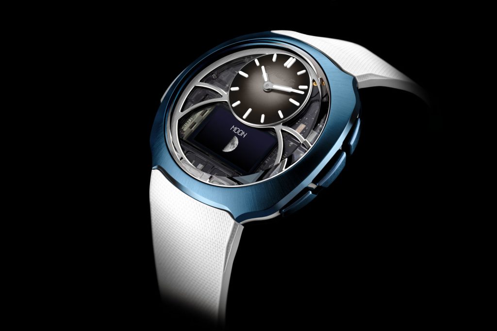 Off-Grid by H. Moser & Cie - a digital watch with mechanical manners