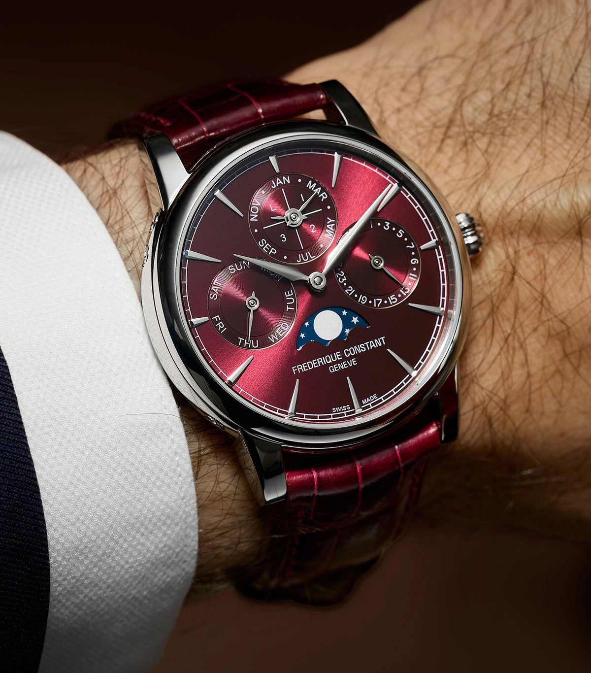 Frederique Constant Burgundy Perpetual Calendar A 100 piece Geneva Classic